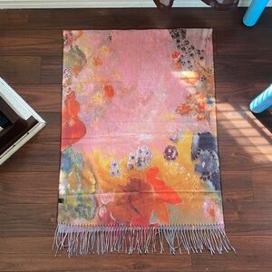 SCARF WRAP Pink Orange Warm Colors Artsy Floral Super Soft NWOT